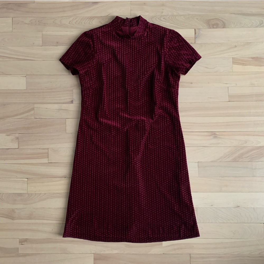 Maggy London Deep Burgundy Velvet Midi Dress